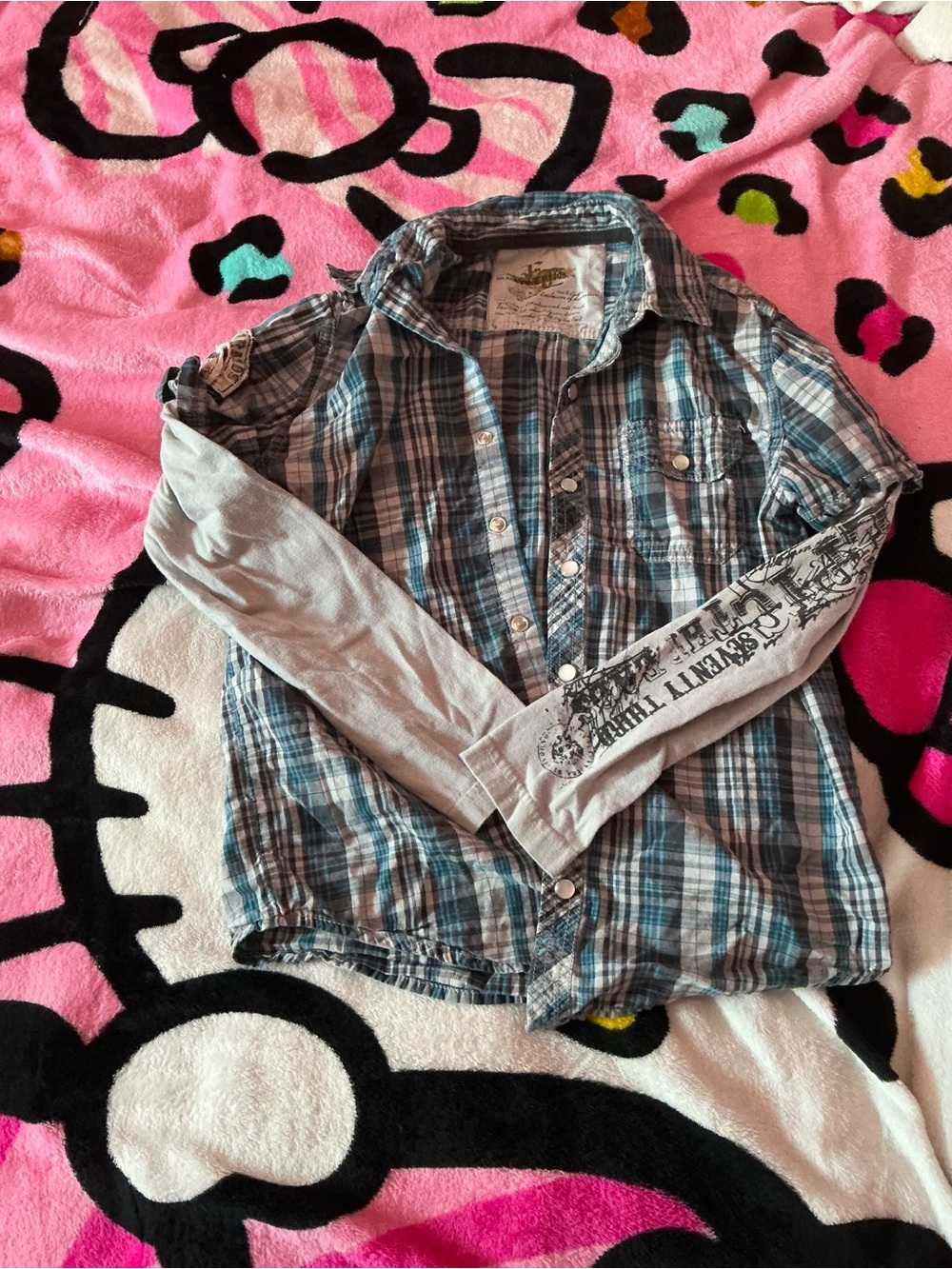 Epic Threads Blue Plaid Layered-Look Button Down Shirt